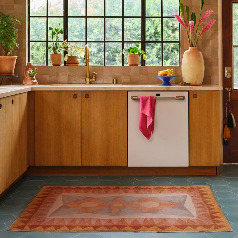 Vintage Sunset Washable Runner Rug