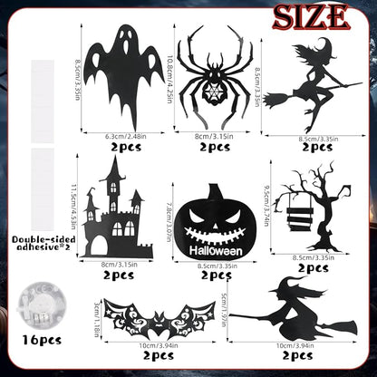 16 Pcs LED Halloween Wall Stickers | Spooky Red & Blue Decor
