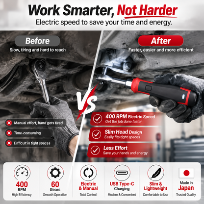 ⚡ 400 RPM Slim Electric Ratchet Wrench – Built for Tight Spaces