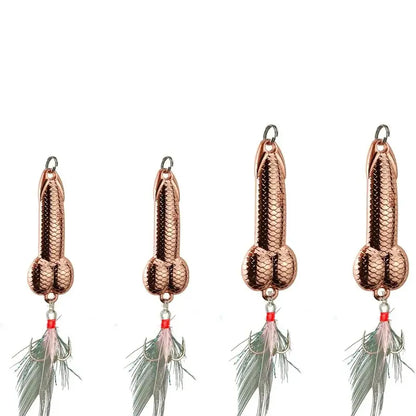 4-Piece Fun Fishing Lure Set: Topwater metal casting lures featuring sharp treble hooks, suitable for bass, trout, and predatory fish.