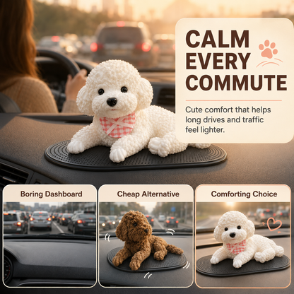 ✨ Squishy Poodle Car Dashboard Ornament | Cute Stress