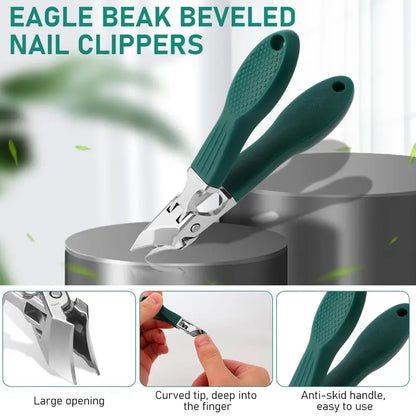3-Piece Wide-Mouth Splash-Proof Angled Nail Clippers