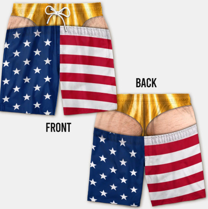 Funny Patriotic Men’s Swim Trunks – Freedom & Chill Summer Beach Shorts 🏖️