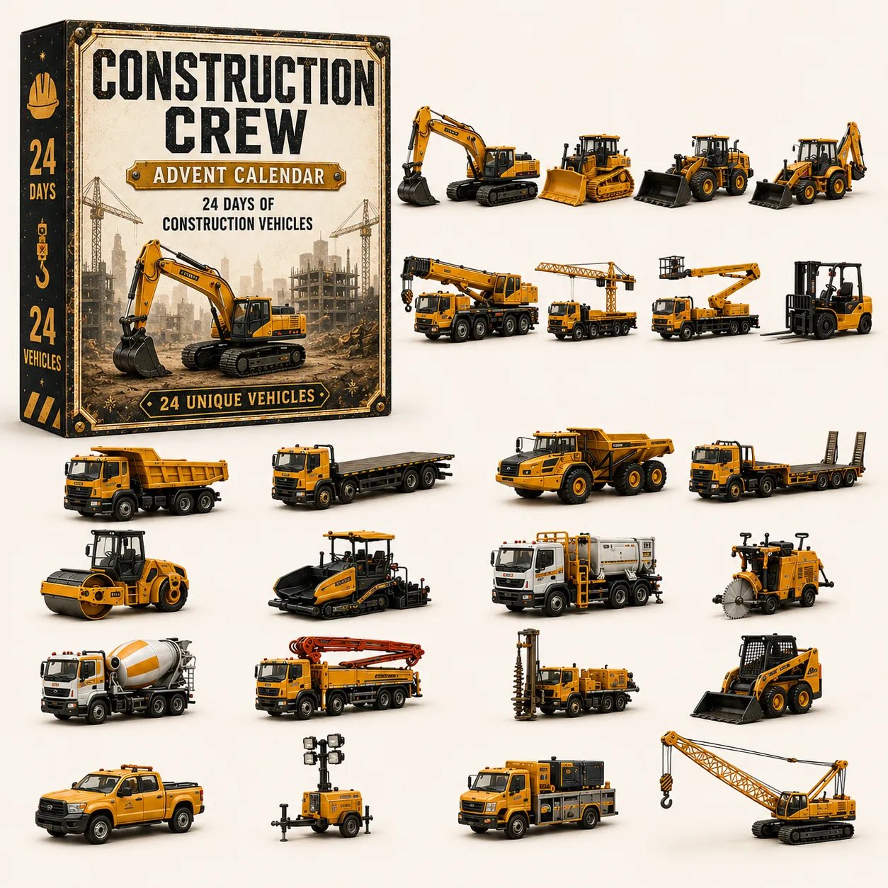 🎄 Vehicle Advent Calendar – 24 Construction & Farm Vehicles