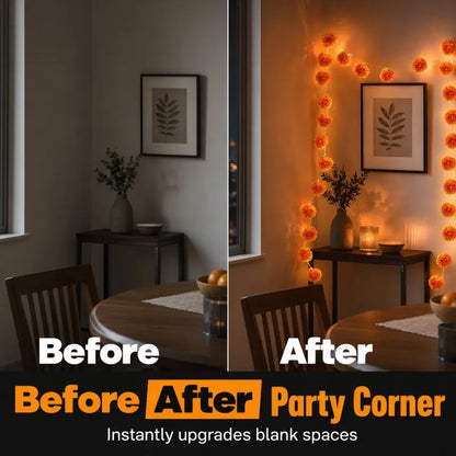 🌼🎃Artificial Marigold Flower LED String Lights