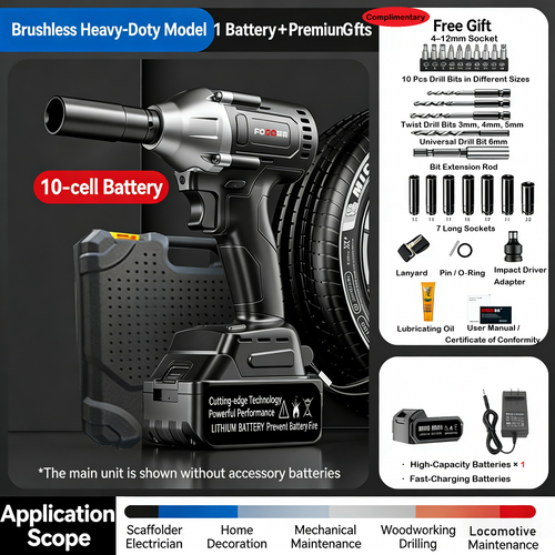 🔧50% OFF!⚡Cordless Brushless Impact Wrench 1/2 Inch, High Torque, 2x Battery Fast Charger🛠️