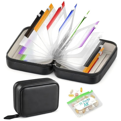 💊 14-Pouch Travel Pill Organizer – Color-Coded Medicine & Vitamin Case