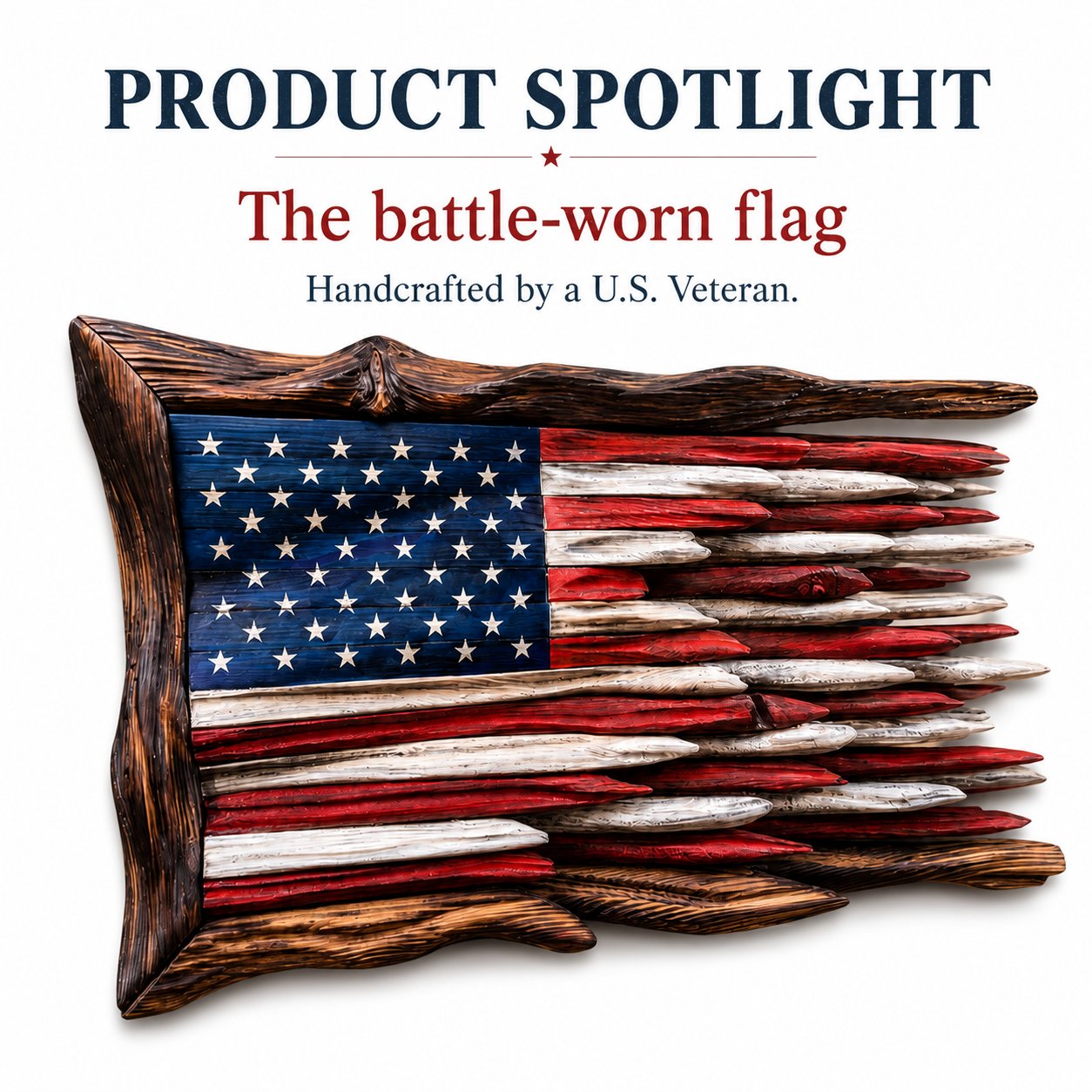 "The Battle Worn" Flag,3D Iron Patriotic Tattered Great of Honor Office Wall Art Decoration, Indoor Outdoor Yard Farmhouse Patio for Patriots Family Friends Soldiers.