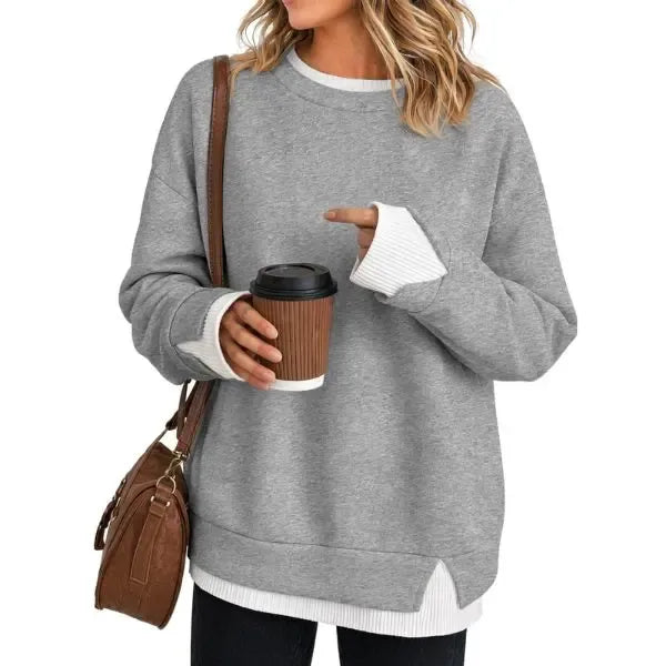 ✨ Women’s Layered-Look Striped Oversized Sweatshirt – Effortless Street Style
