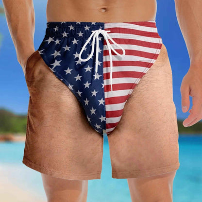 🇺🇸 Funny Patriotic Men’s Swim Trunks – Freedom & Chill Summer Beach Shorts 🏖️😎