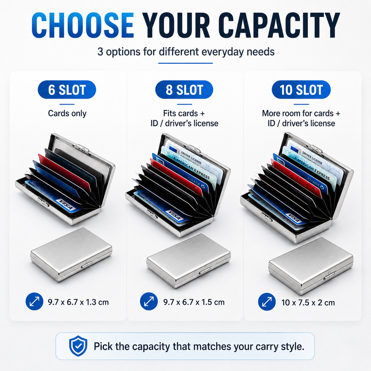 🛡️ RFID Blocking Metal Card Holder – Slim Stainless Steel Wallet ⚡