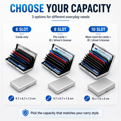 🛡️ RFID Blocking Metal Card Holder – Slim Stainless Steel Wallet ⚡
