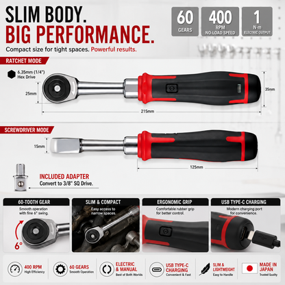 ⚡ 400 RPM Slim Electric Ratchet Wrench – Built for Tight Spaces