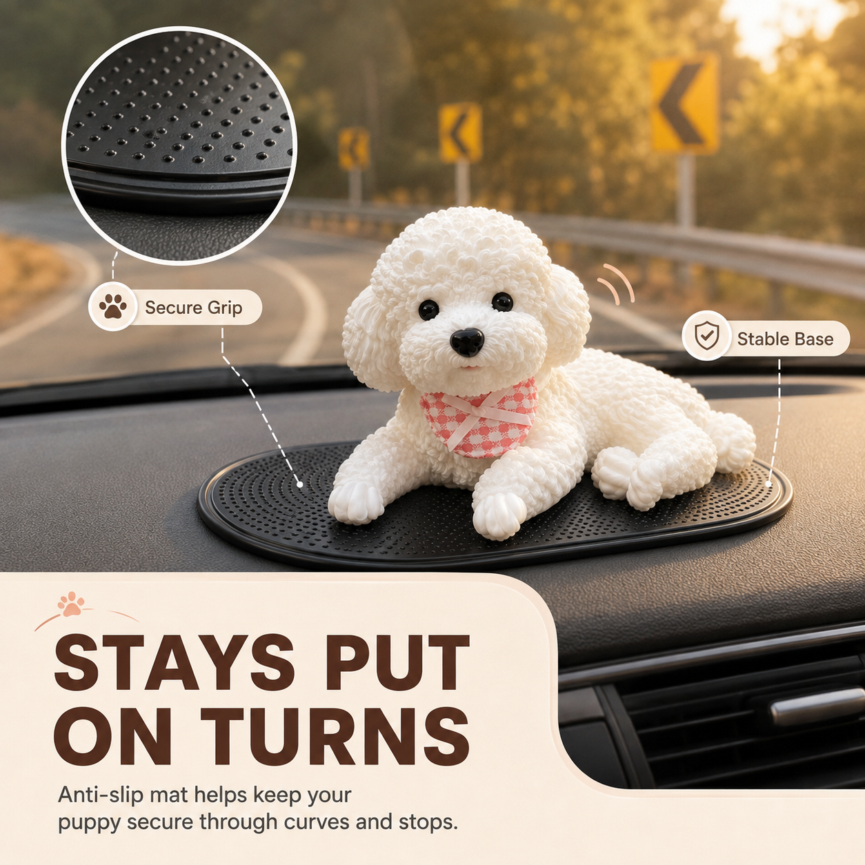 ✨ Squishy Poodle Car Dashboard Ornament | Cute Stress
