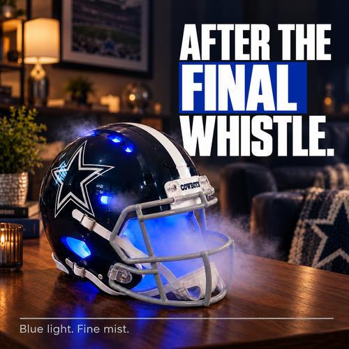 🏈 Dallas Cowboys Helmet Humidifier 💙 Blue Light & Mist — Bring Home the Game-Day Glow! 🔥🎁