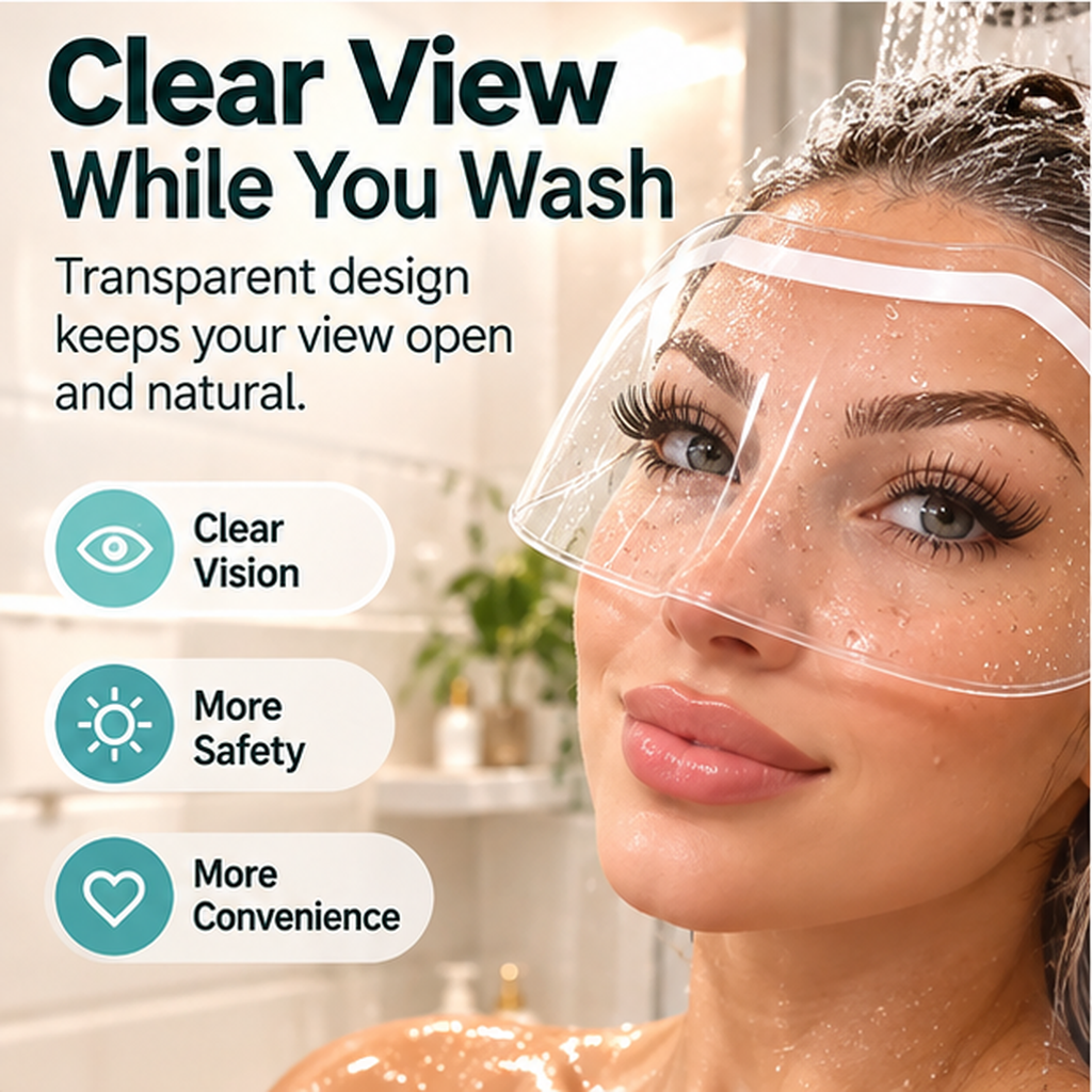 💧 Transparent Hair Washing Face Shield – Help Keep Shampoo & Splashes Away from Your Face 🚿