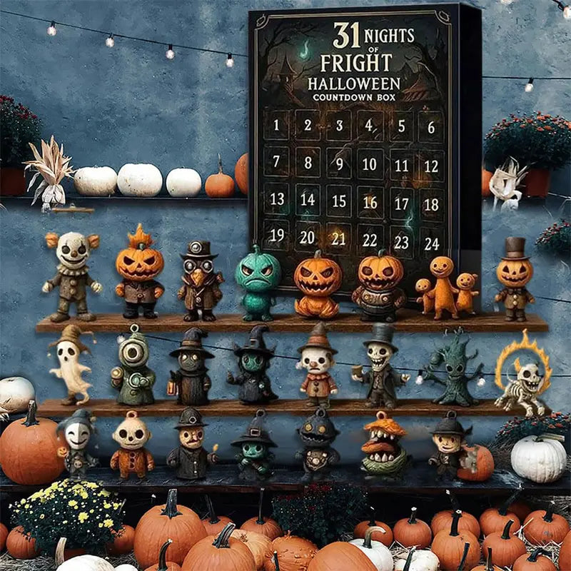 ⏳ Last Day 49% OFF – 🎃 31 Nights of Fright Halloween Countdown Box | 31 Unique Mini Figurines, Hanging Charms & Spooky Collectibles with No Repeats 👻✨