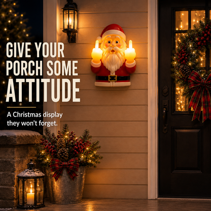 🎅 Light-Up Middle Finger Santa Christmas Decoration