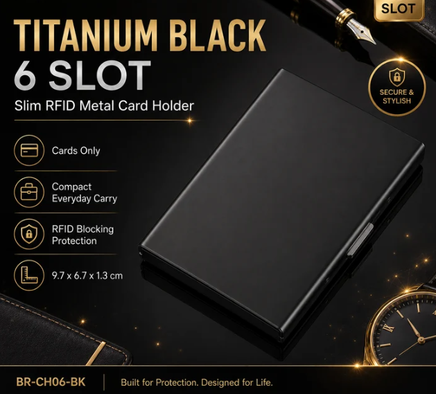 🛡️ RFID Blocking Metal Card Holder – Slim Stainless Steel Wallet ⚡