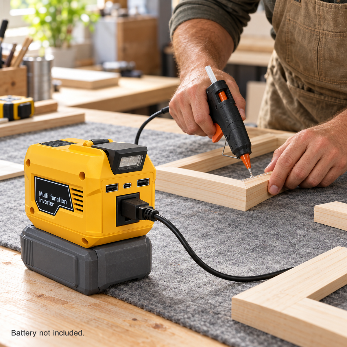 🔥🔋 250W Peak Power Tool Battery Inverter – Portable AC & USB Power Adapter