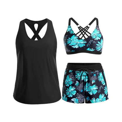 🏖️SUMMER SALE 49% OFF 🔥Aqua Eve Three Piece Tankini with Shorts🩱