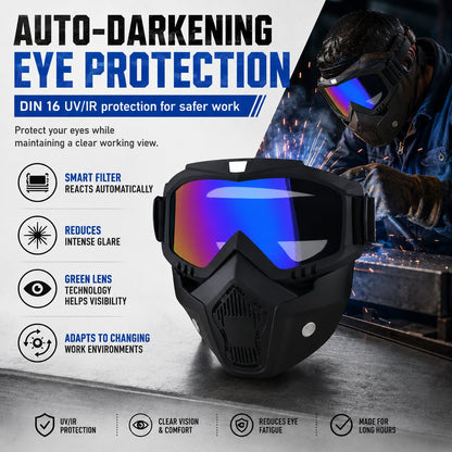 🤿 Auto-Darkening All-Terrain Safety Mask | Anti-Fog & Dustproof All-in-One Shield