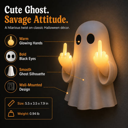Ghost Middle Finger Wall Light Funny Glowing Halloween Decor 2026