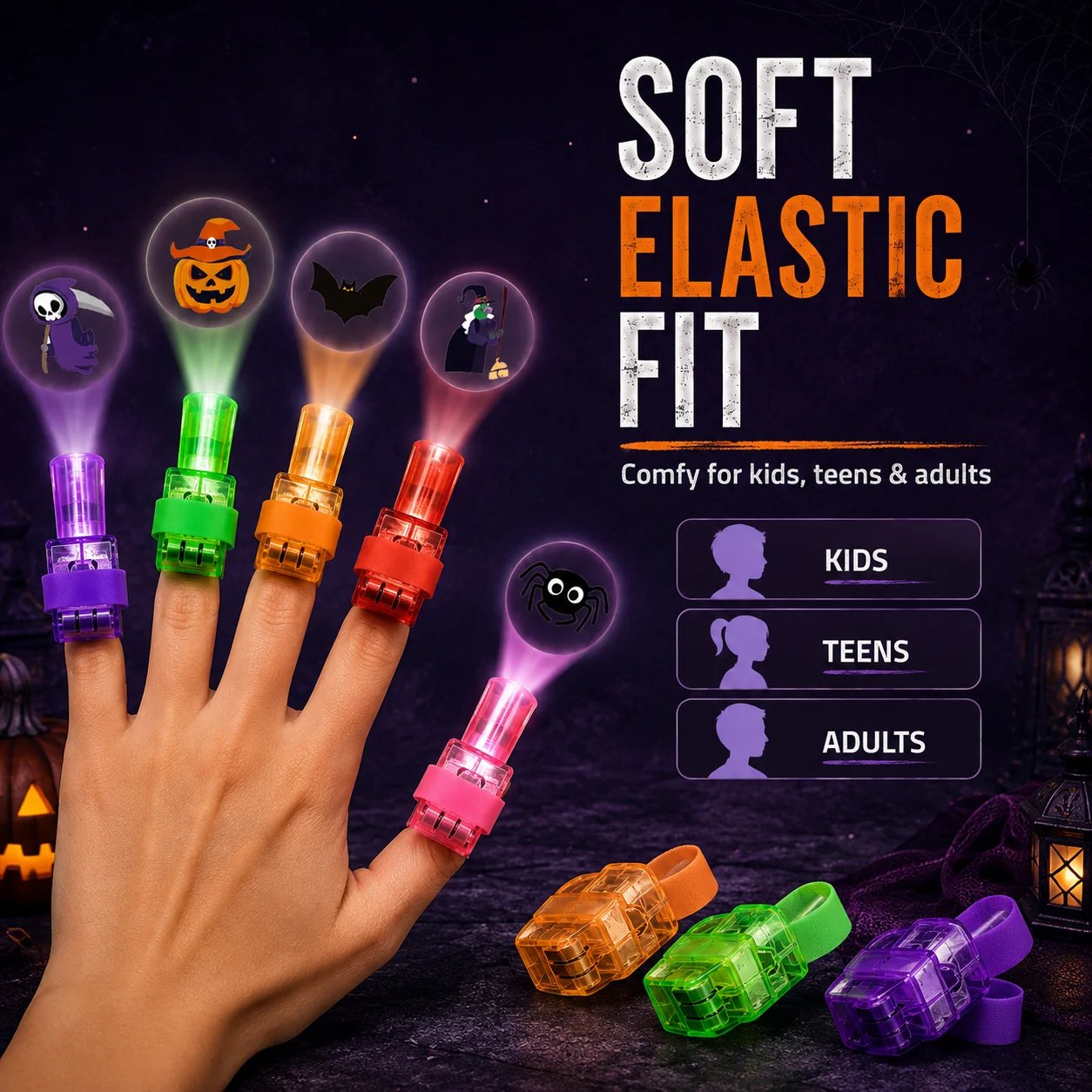 🎃🍬24PCS Halloween Finger Projectors – Fun Party Favor Lights