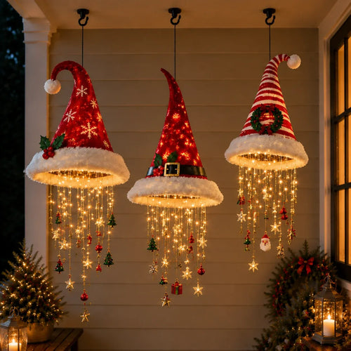 🔥Today 49% OFF🎅 Lighted Santa Hat Hanging Chandelier 🎄