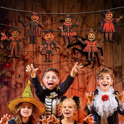 6PCS 5.9Inch Halloween Vintage Wooden Garland Set