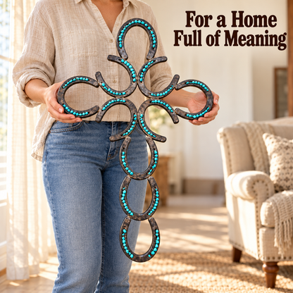 ✝️🐎 Hand-Welded Horseshoe Cross – Rustic Western Wall Decor
