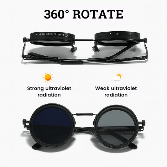 Adjustable Tint Rounded Polarized Lenses Retro Sunglasses
