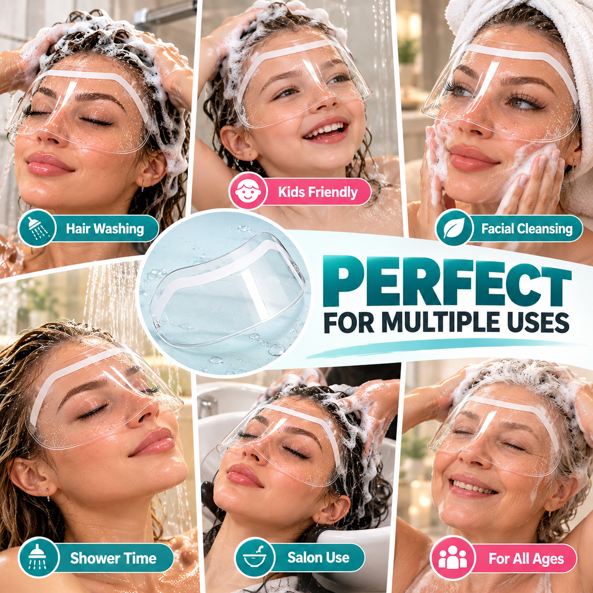 💧 Transparent Hair Washing Face Shield – Help Keep Shampoo & Splashes Away from Your Face 🚿