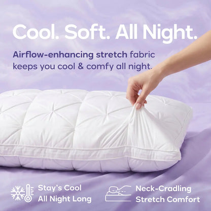 Tufted Neck Support Pillow | Cooling Breathable & Fluffy, No-Flat Fill for All Sleep Positions