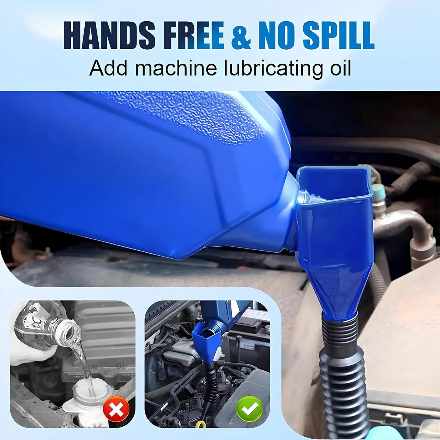 🚗50% OFF TODAY🛢️ Universal Wide Mouth Automotive Oil Funnel