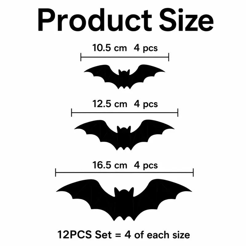 3D LED Bat Decorative Lights – Set of 12/24 Halloween Spooky Decorations