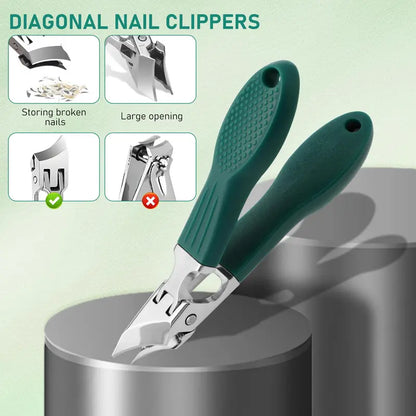 3-Piece Wide-Mouth Splash-Proof Angled Nail Clippers