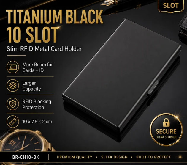 🛡️ RFID Blocking Metal Card Holder – Slim Stainless Steel Wallet ⚡