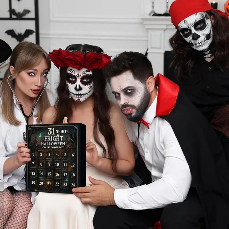 ⏳ Last Day 49% OFF – 🎃 31 Nights of Fright Halloween Countdown Box | 31 Unique Mini Figurines, Hanging Charms & Spooky Collectibles with No Repeats 👻✨