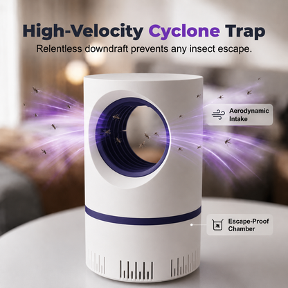 UV mosquito trap—ultra-quiet (30 dB), powerful suction, chemical-free, and safe for children and pets.