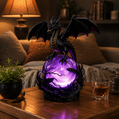 🔥Free Shipping🔮 Gothic Dragon LED Crystal Ball Lamp — Dark Aesthetic Decor