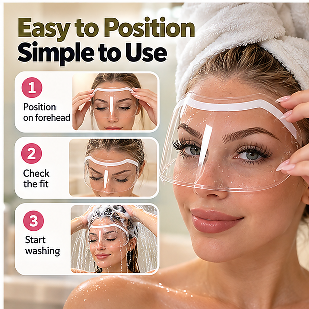 💧 Transparent Hair Washing Face Shield – Help Keep Shampoo & Splashes Away from Your Face 🚿
