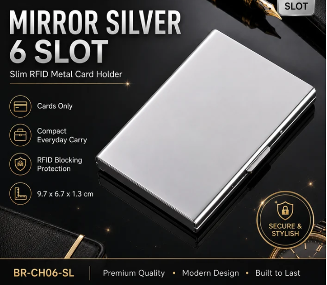 🛡️ RFID Blocking Metal Card Holder – Slim Stainless Steel Wallet ⚡
