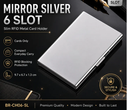 🛡️ RFID Blocking Metal Card Holder – Slim Stainless Steel Wallet ⚡