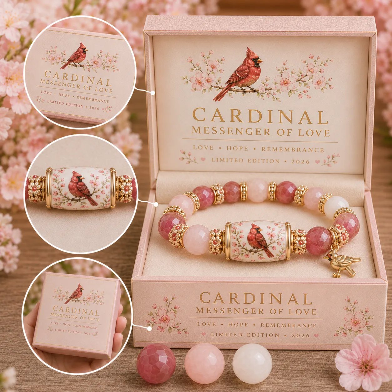 ❤ Cardinal Remembrance Bracelet – Meaningful Red Bead Keepsake Gift