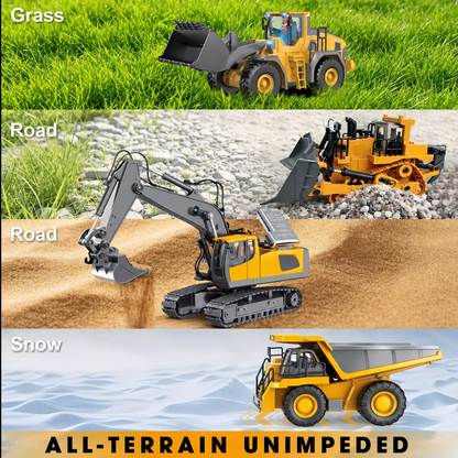 🚜 4-in-1 RC Construction Vehicle Fleet - Remote Control Excavator Dump Truck Toy Set 🏗️