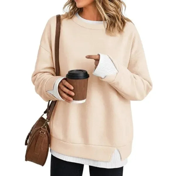 ✨ Women’s Layered-Look Striped Oversized Sweatshirt – Effortless Street Style