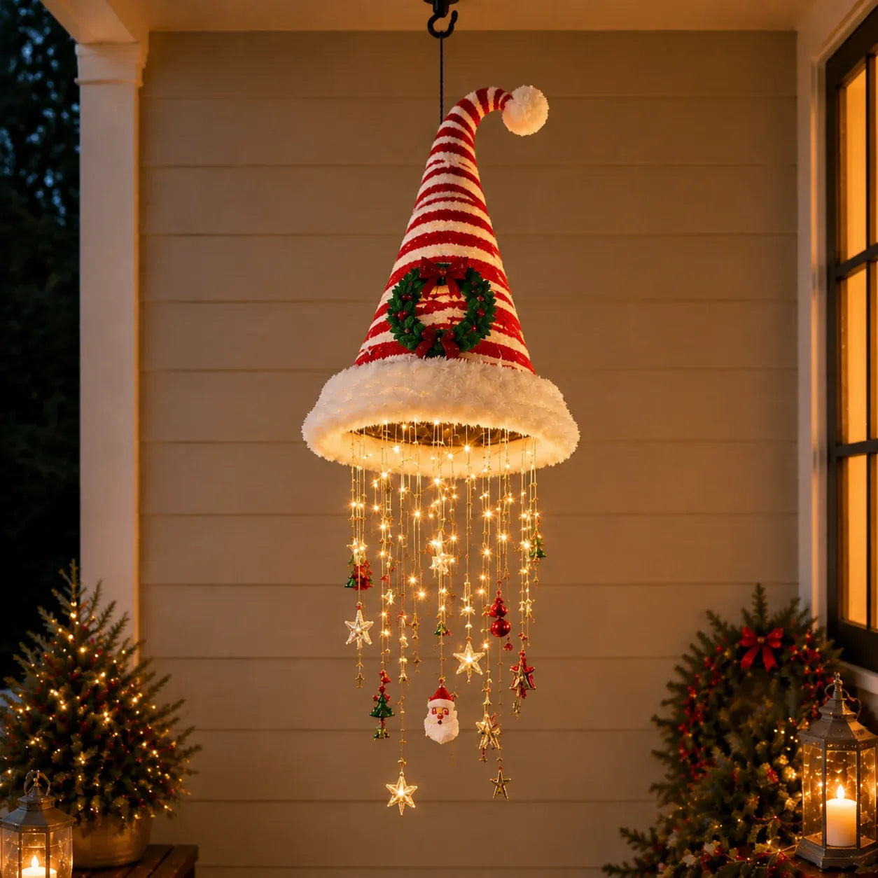🔥Today 49% OFF🎅 Lighted Santa Hat Hanging Chandelier 🎄