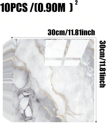 10 Pcs Marble Peel and Stick Waterproof Wall Panels🔥