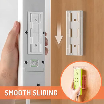 🔥Adhesive Socket Holder – Punch-Free Wall Mount with Cable Organizer Clips